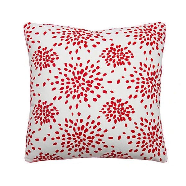 Scalamandré Fireworks Pillow | Red on White - Lux Lamp Shades