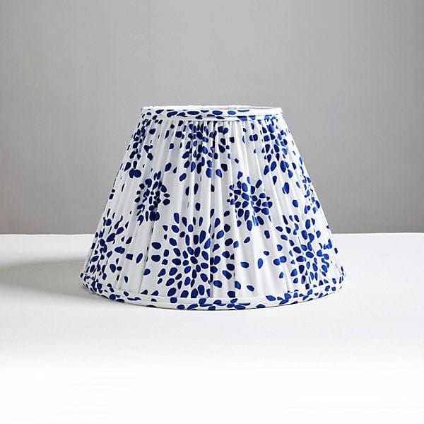 Scalamandré Fireworks Pleated Shade | Blue on White - Lux Lamp Shades