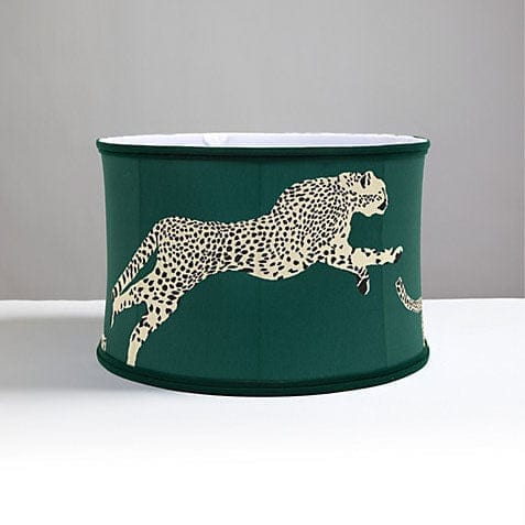 Scalamandré Leaping Cheetah Drum Shade | Evergreen - Lux Lamp Shades