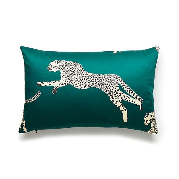 Scalamandré Leaping Cheetah Lumbar Pillow | Evergreen - Lux Lamp Shades