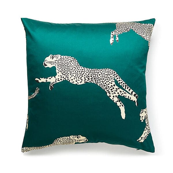 Scalamandré Leaping Cheetah Pillow | Evergreen - Lux Lamp Shades