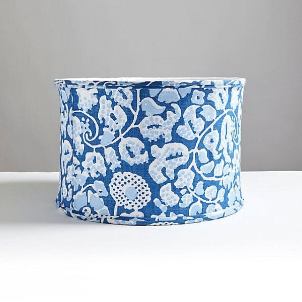 Scalamandré Maiden Floral Drum Shade | Denim - Lux Lamp Shades