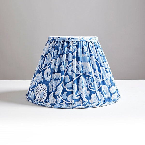 Scalamandré Maiden Floral Pleated Shade | Denim - Lux Lamp Shades