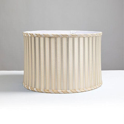 Scalamandré Shirred Stripe Drum Shade | Oyster White - Lux Lamp Shades