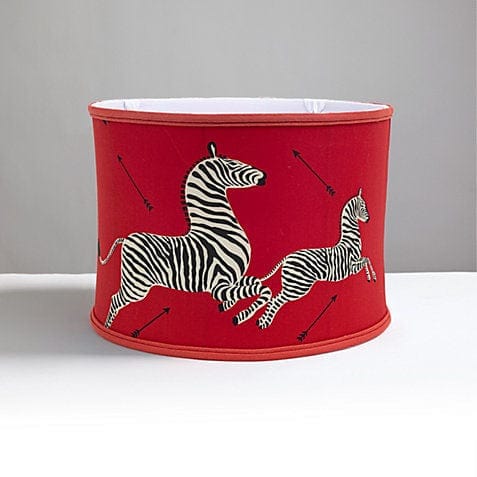 Scalamandré Zebras Drum Shade | Masai Red - Lux Lamp Shades