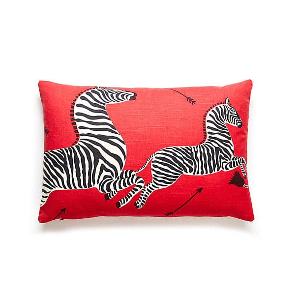 Scalamandré Zebras Lumbar Pillow | Masai Red - Lux Lamp Shades