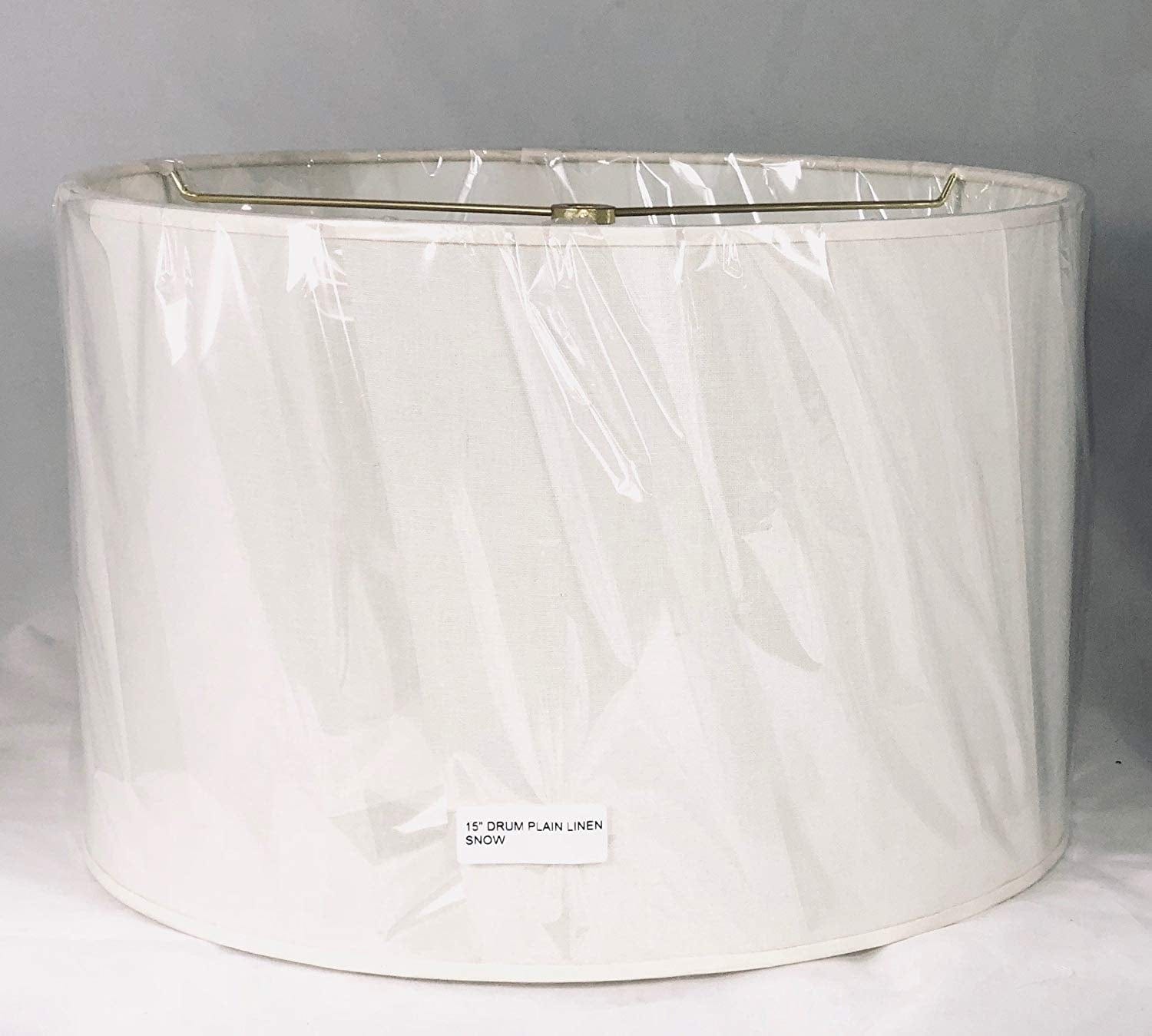 Drum Hard-Back White Linen Lamp Shade (15” Top X 15” Bottom X 10